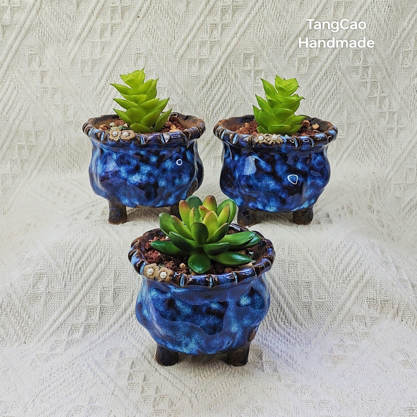 TangCao Handmade Hand pinch mini Succulent flower pots Birthday Gifts for Women Plant Lovers Ceramic Succulent Pots with