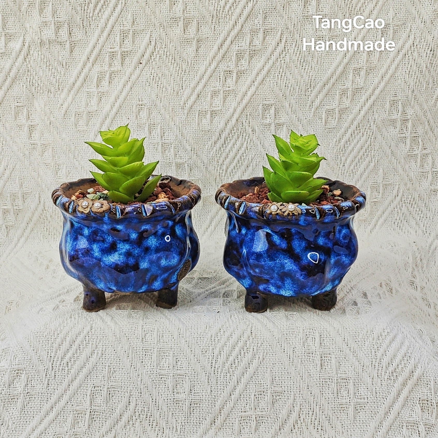 TangCao Handmade Hand pinch mini Succulent flower pots Birthday Gifts for Women Plant Lovers Ceramic Succulent Pots with