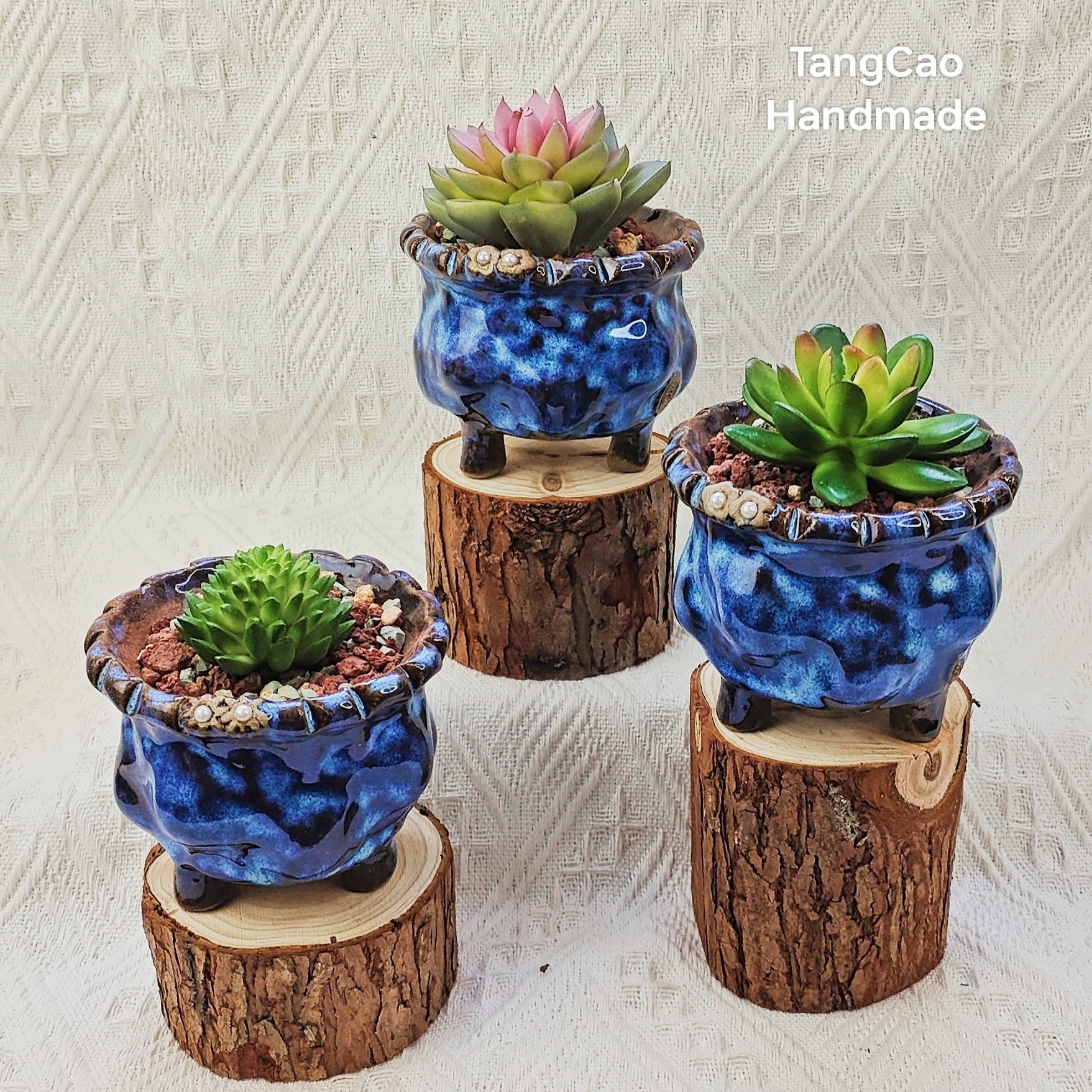 TangCao Handmade Hand pinch mini Succulent flower pots Birthday Gifts for Women Plant Lovers Ceramic Succulent Pots with