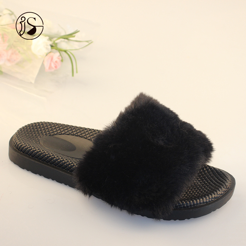 New fashion outdoor sandals luxury indoor fur slides custom women big fluffy home slippers