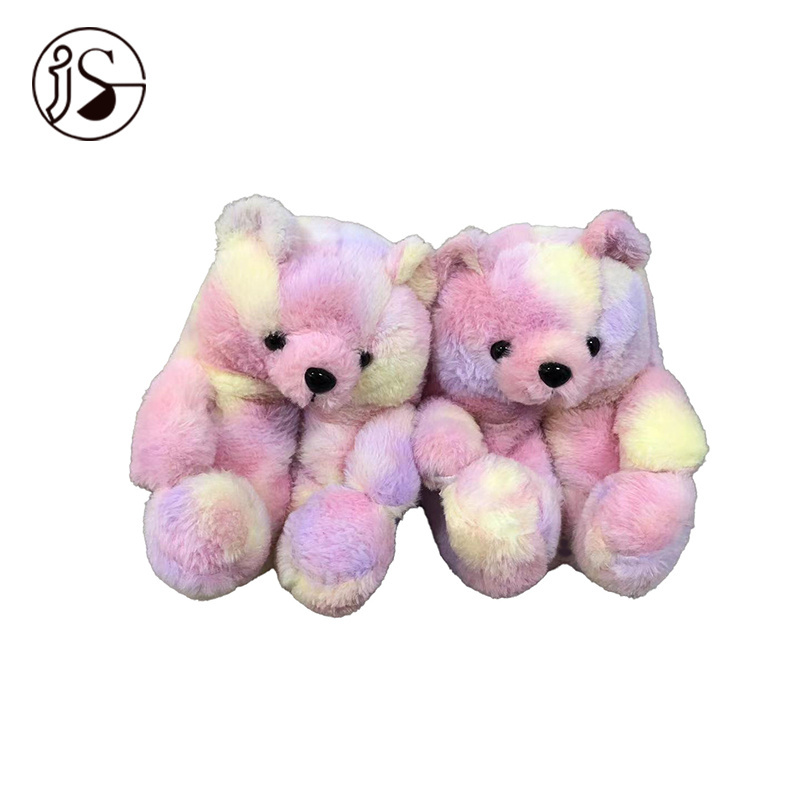 Factory Spot New Design Home Animal Plush Slippers Mommy And Me Teddy Bear Slippers One Size Fits All Thick Cotton Warm Shoes