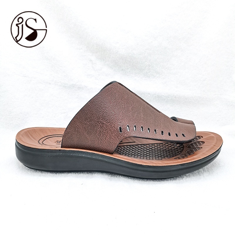 Saudi arabia PU leather sandals slippers for men anti slip summer high quality men slippers