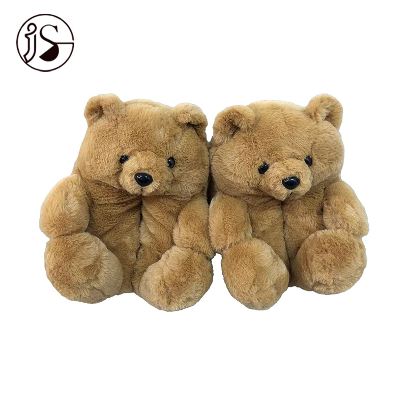 Factory Spot New Design Home Animal Plush Slippers Mommy And Me Teddy Bear Slippers One Size Fits All Thick Cotton Warm Shoes