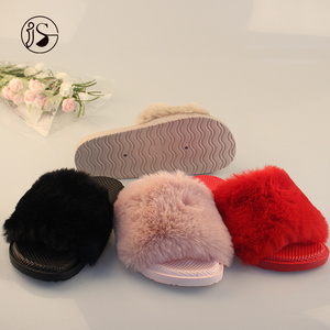 New fashion outdoor sandals luxury indoor fur slides custom women big fluffy home slippers