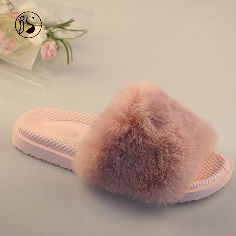 New fashion outdoor sandals luxury indoor fur slides custom women big fluffy home slippers