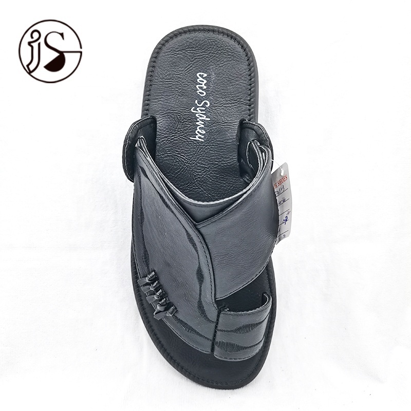 Arabic men house PU leather shoes soft high quality men slippers 2023 flip-flop saudi arabic summer slippers