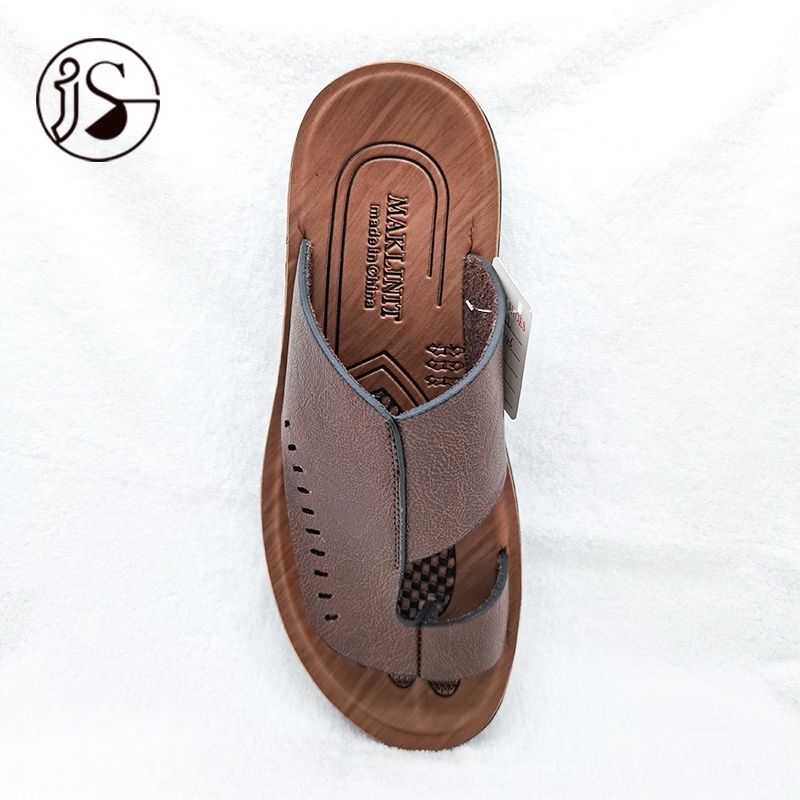 Saudi arabia PU leather sandals slippers for men anti slip summer high quality men slippers