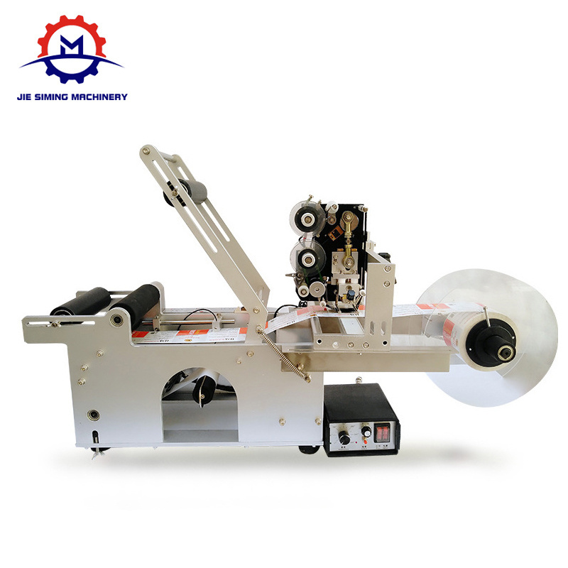 JSM-T50 Semi Automatic Round Bottle Sticker Labeling Machine For Plastic Glass Bottle Cans