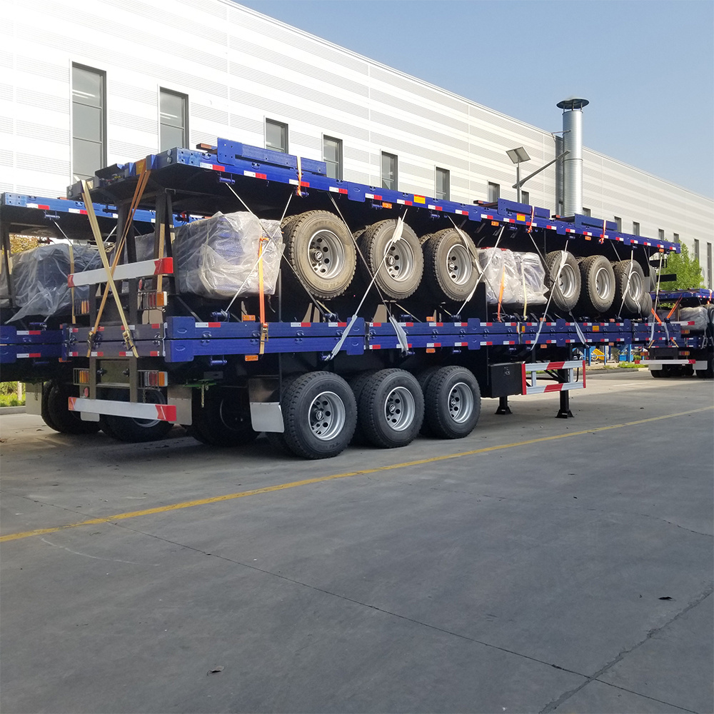 Shipping 20ft 40 Feet 45ft Container Transport Flat Bed Trailer 3 axle Flatbed Semi Trailer Price