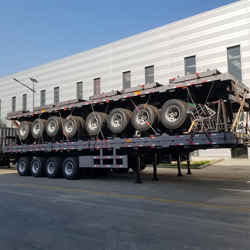 Shipping 20ft 40 Feet 45ft Container Transport Flat Bed Trailer 3 axle Flatbed Semi Trailer Price