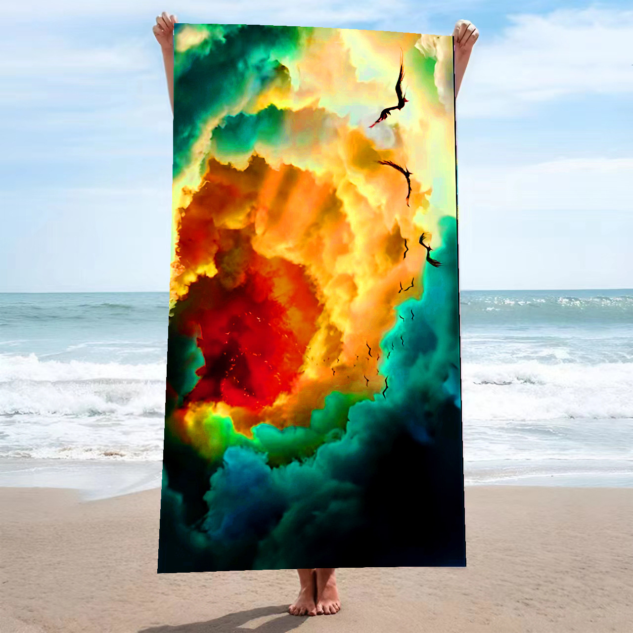 Wholesale Popular custom comfortable digital printing quick-drying 100% cotton velvet beach towels with logo