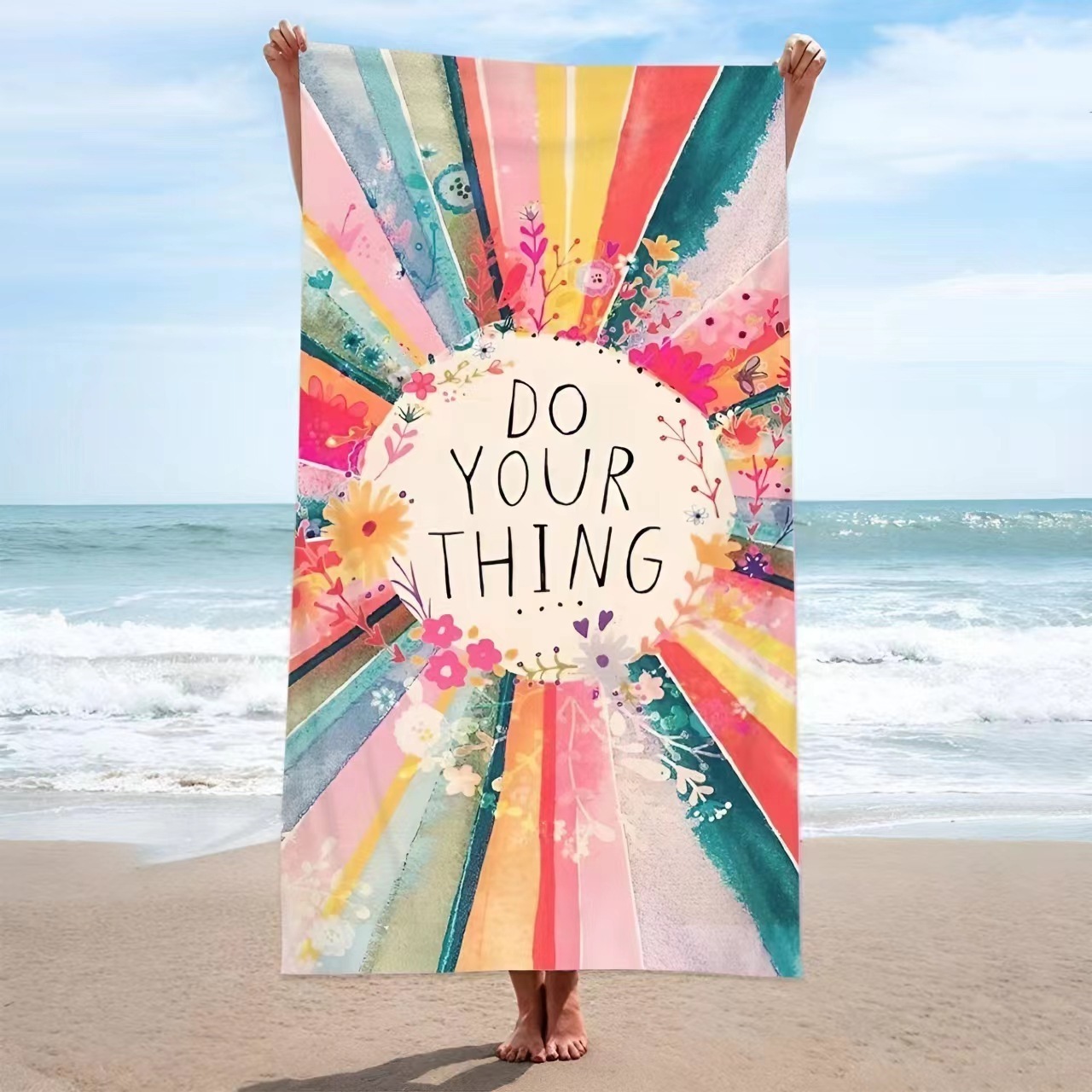 Wholesale Popular custom comfortable digital printing quick-drying 100% cotton velvet beach towels with logo