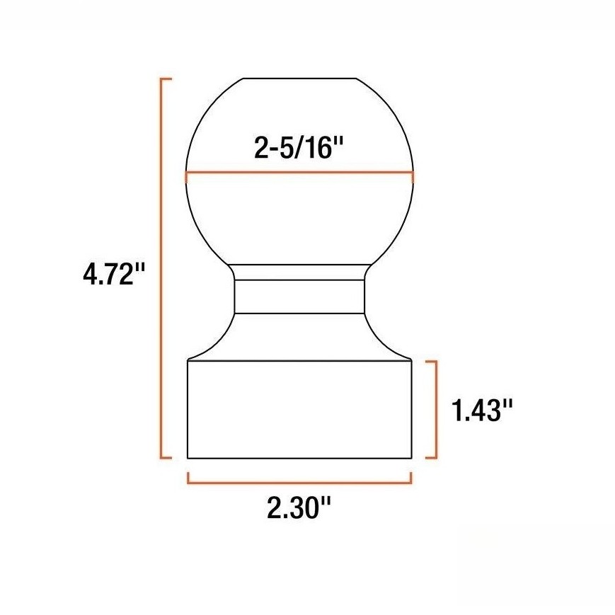 Raw steel Trailer hitch lock Replacement Ball  Flat Plate Hitch with 2-5/16