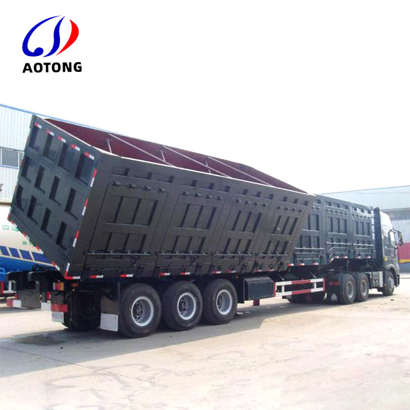 3 Axles Dumper Aggregate Side Dump Tipping Trailers 45cbm Tipper Gooseneck Grain Dumping Semi Trailers For Sale