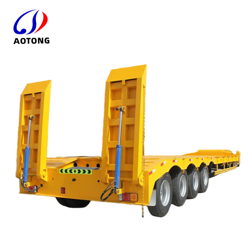 Extendable 20ft 40ft Flat Bed Trailer 3/4/5 Axles Low Flatbed Drawbar Trailer Transport Container Low Bed Semi Trailer