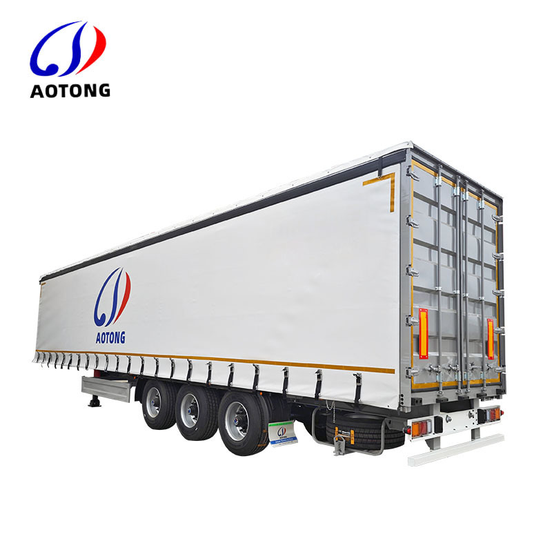 3 Axles Van Truck Trailer Enclosed Box Cargo Transport PVC Tarpaulin Sliding 45FT 40FT Curtain Side Semi Trailer