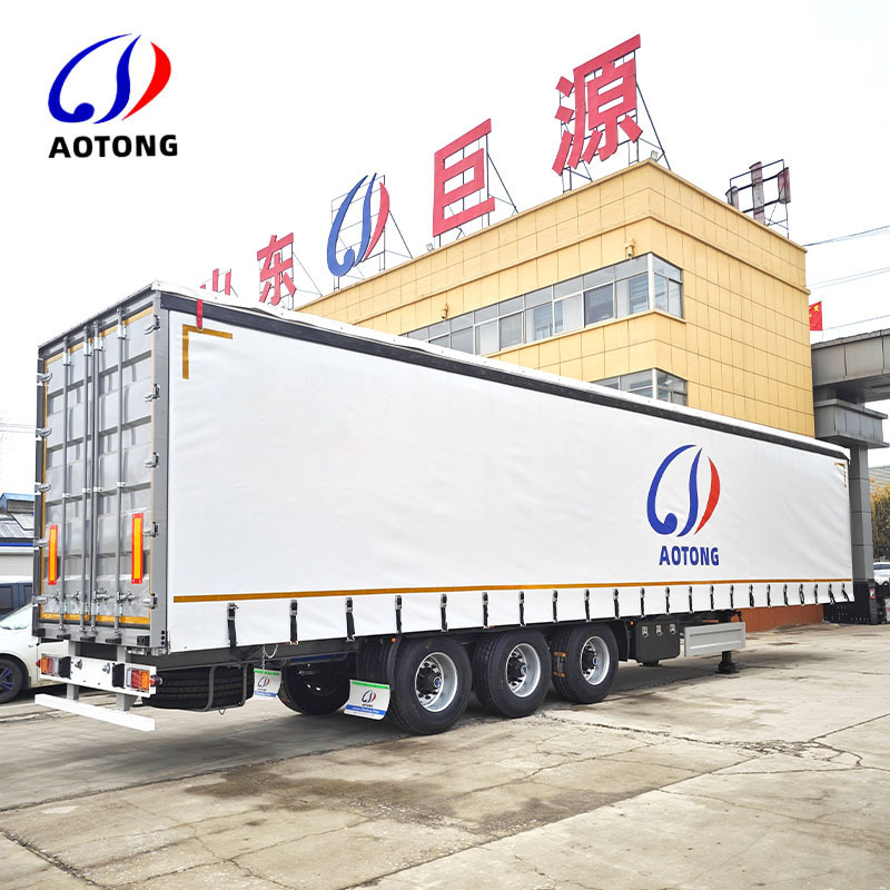 3 Axles Van Truck Trailer Enclosed Box Cargo Transport PVC Tarpaulin Sliding 45FT 40FT Curtain Side Semi Trailer