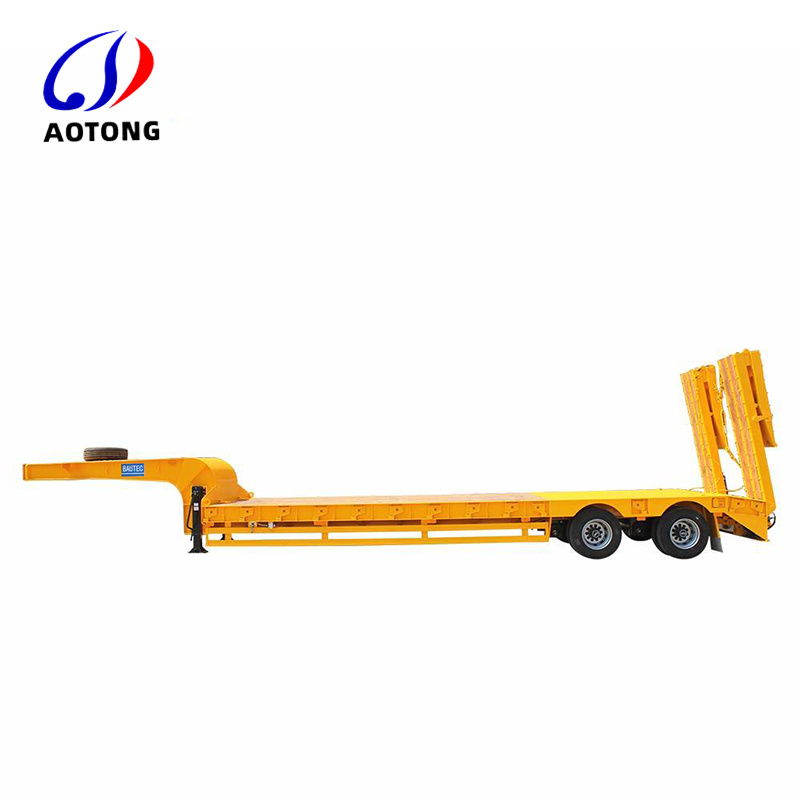 Extendable 20ft 40ft Flat Bed Trailer 3/4/5 Axles Low Flatbed Drawbar Trailer Transport Container Low Bed Semi Trailer