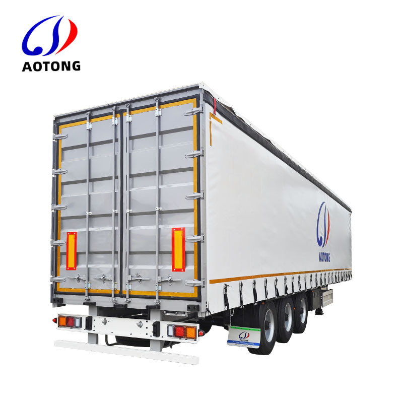 3 Axles Van Truck Trailer Enclosed Box Cargo Transport PVC Tarpaulin Sliding 45FT 40FT Curtain Side Semi Trailer