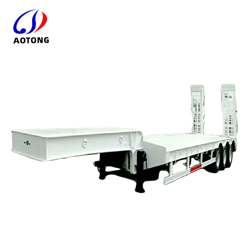 Extendable 20ft 40ft Flat Bed Trailer 3/4/5 Axles Low Flatbed Drawbar Trailer Transport Container Low Bed Semi Trailer