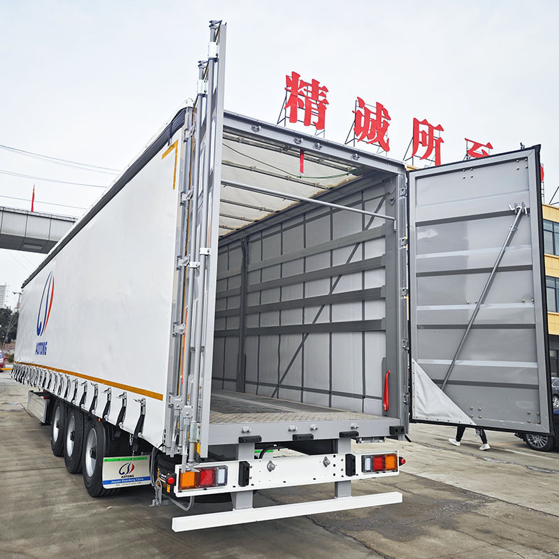 3 Axles Van Truck Trailer Enclosed Box Cargo Transport PVC Tarpaulin Sliding 45FT 40FT Curtain Side Semi Trailer