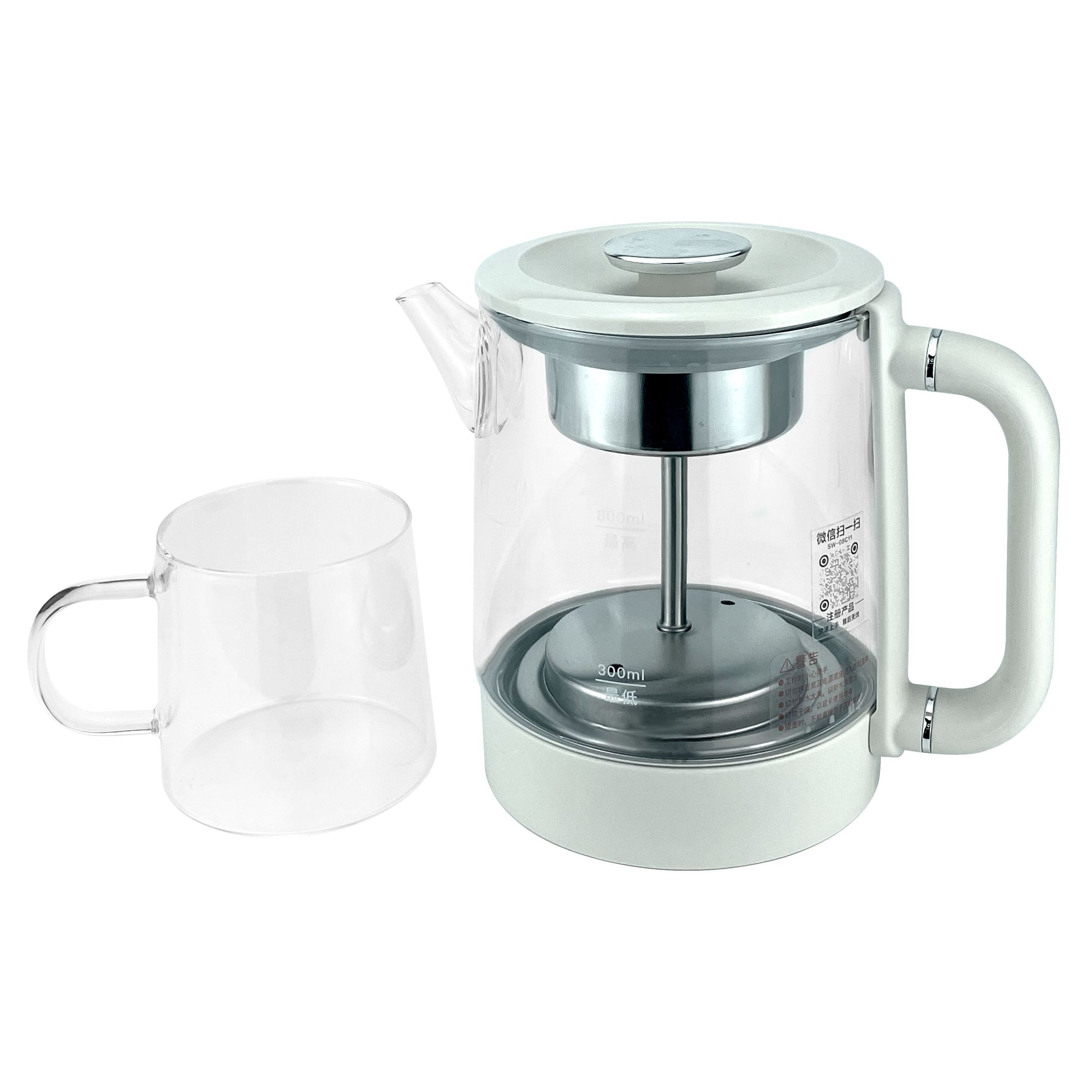 Easy Clean Electric Cup Temperature Control Keep Warm 1L Glass Tea Electric Kettles With Cup Warmer