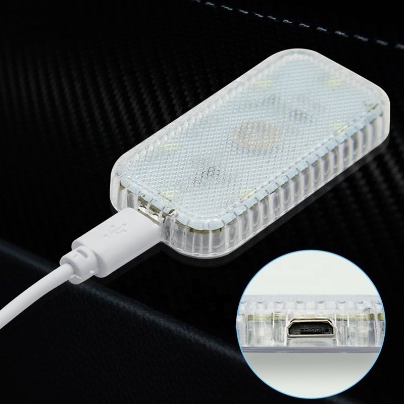 Mini USB Charging LED Touch Key Neon Atmosphere Ambient Car Roof Ceiling Reading Lamp Lights