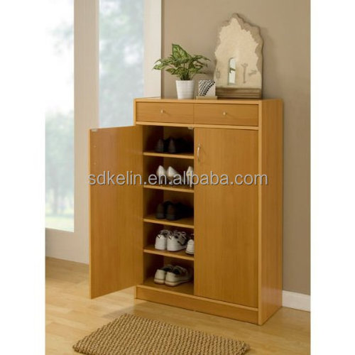 Five Shelf Coffee Beech Finish Shoe Storage Cabinet