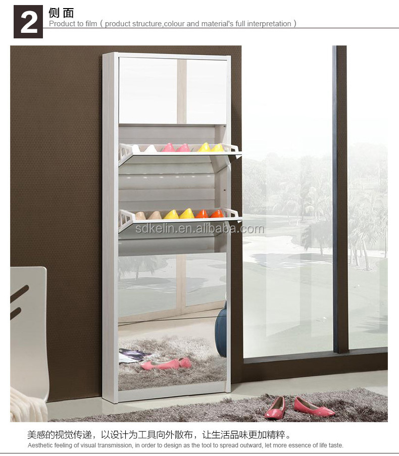 2016 hot sale shoe cabinet with mirror