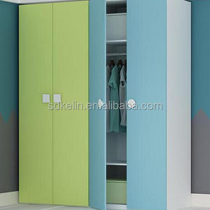 Two doors wooden panel high glossy wardrobe