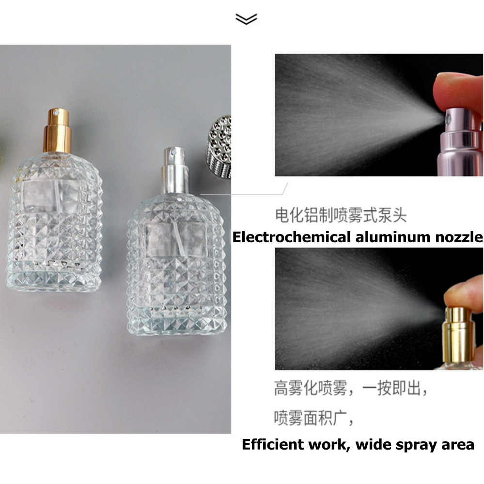 Spot goods 30ml 50ml Grenade Shape Clear  Glass Perfume Bottle Spray Type Customizable Wholesales Printed Logo