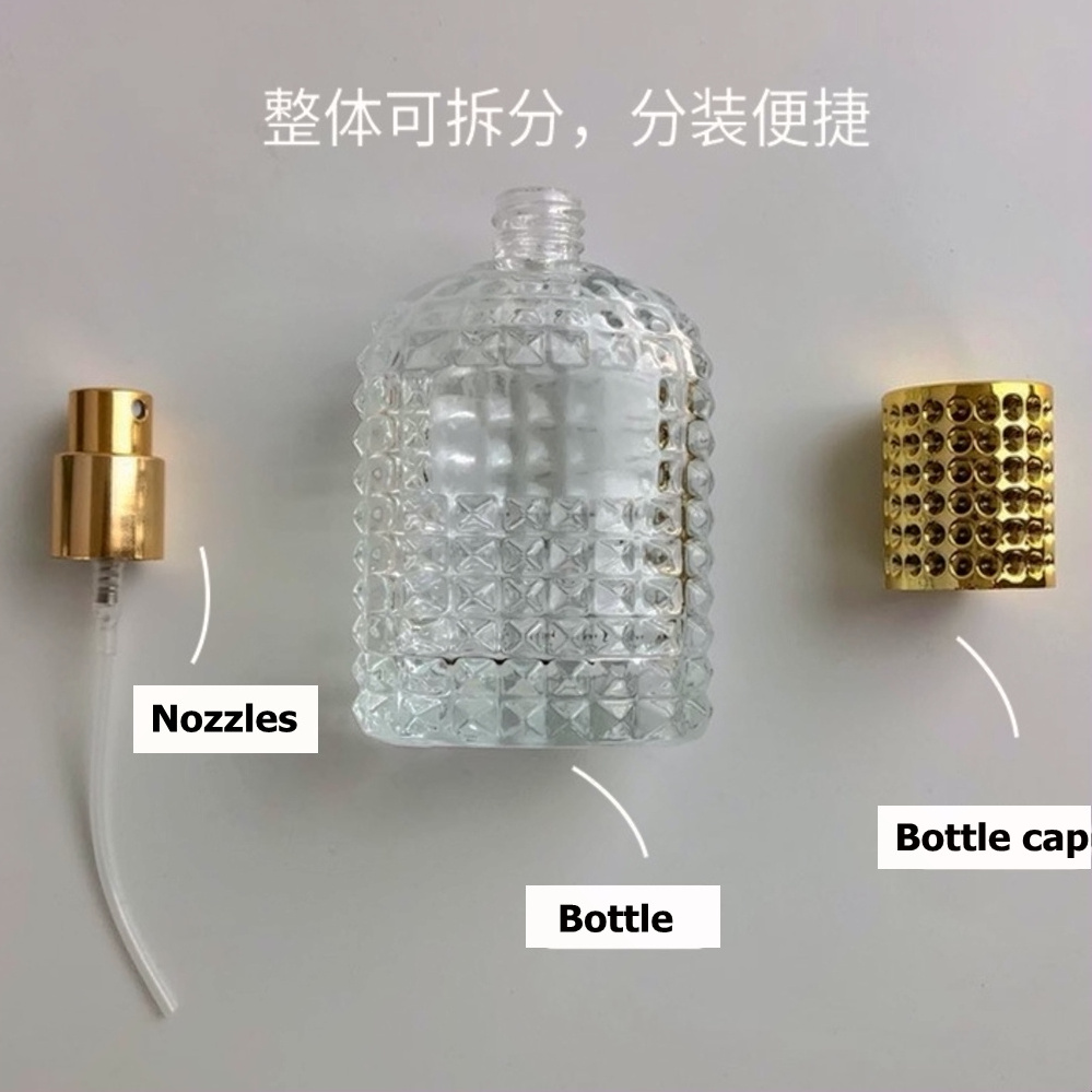 Spot goods 30ml 50ml Grenade Shape Clear  Glass Perfume Bottle Spray Type Customizable Wholesales Printed Logo