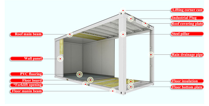 Cost price 20Ft 40 Ft living Flat Pack Container House Prefabricated Container Camping House Detachable Container House