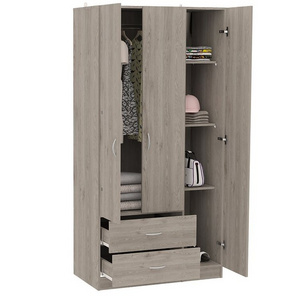 2023 Factory Supply Wooden Closet Clothes Cabinet Wardrobe With Mirror And Drawer