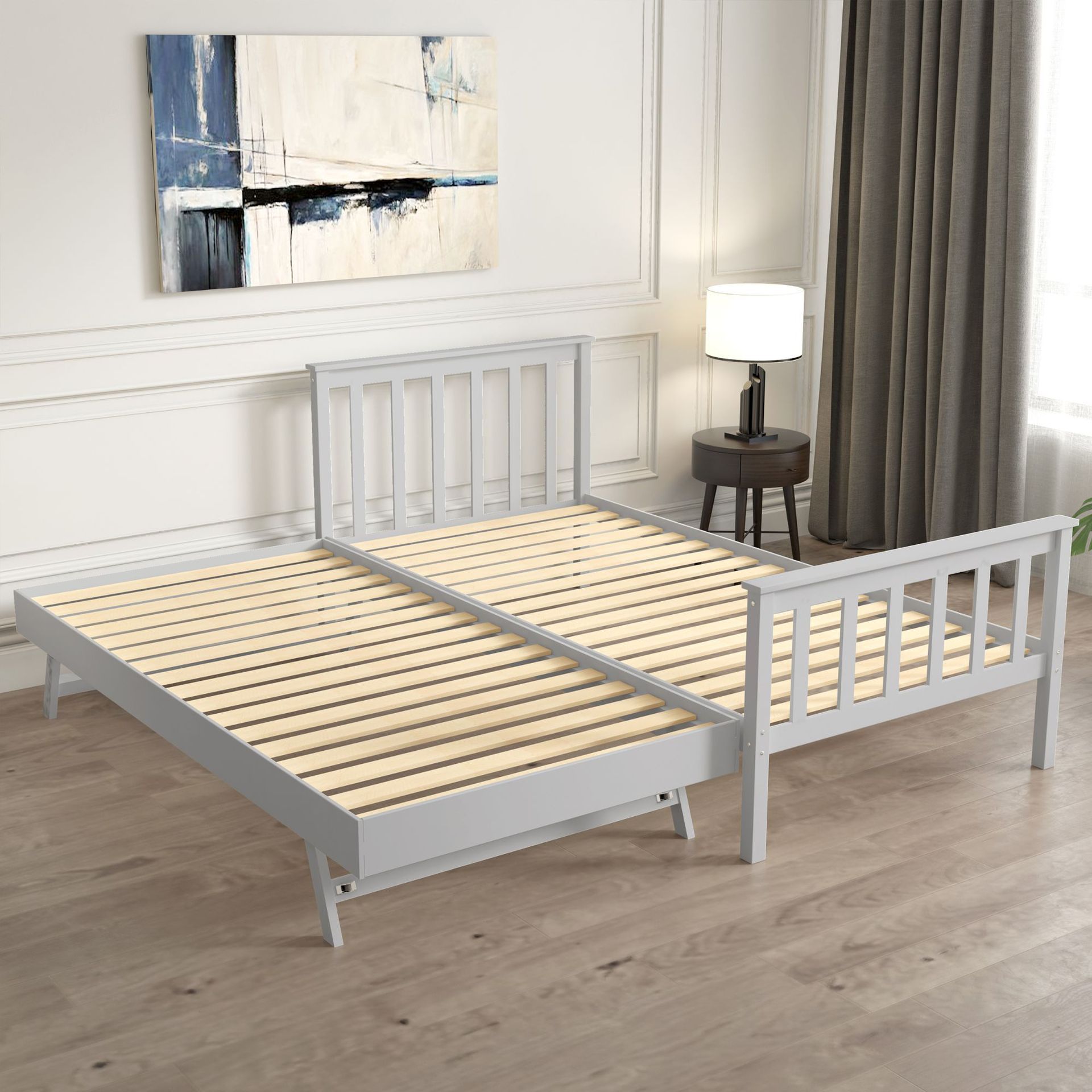 2024 Toddler Bedroom Sets Child Wooden Bed Frame Modern Style Two Combined Wooden Single Beds Queen Bed