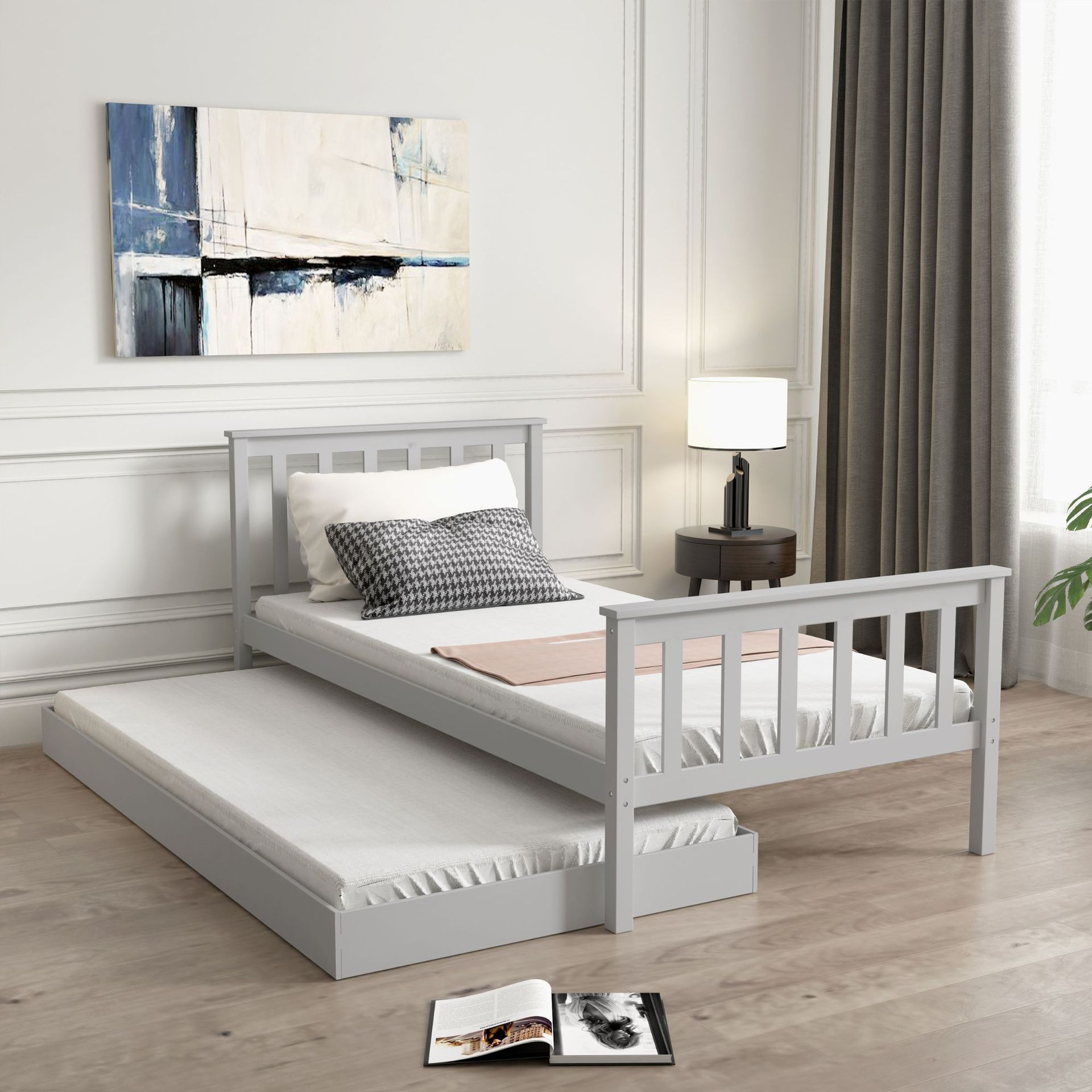 2024 Toddler Bedroom Sets Child Wooden Bed Frame Modern Style Two Combined Wooden Single Beds Queen Bed