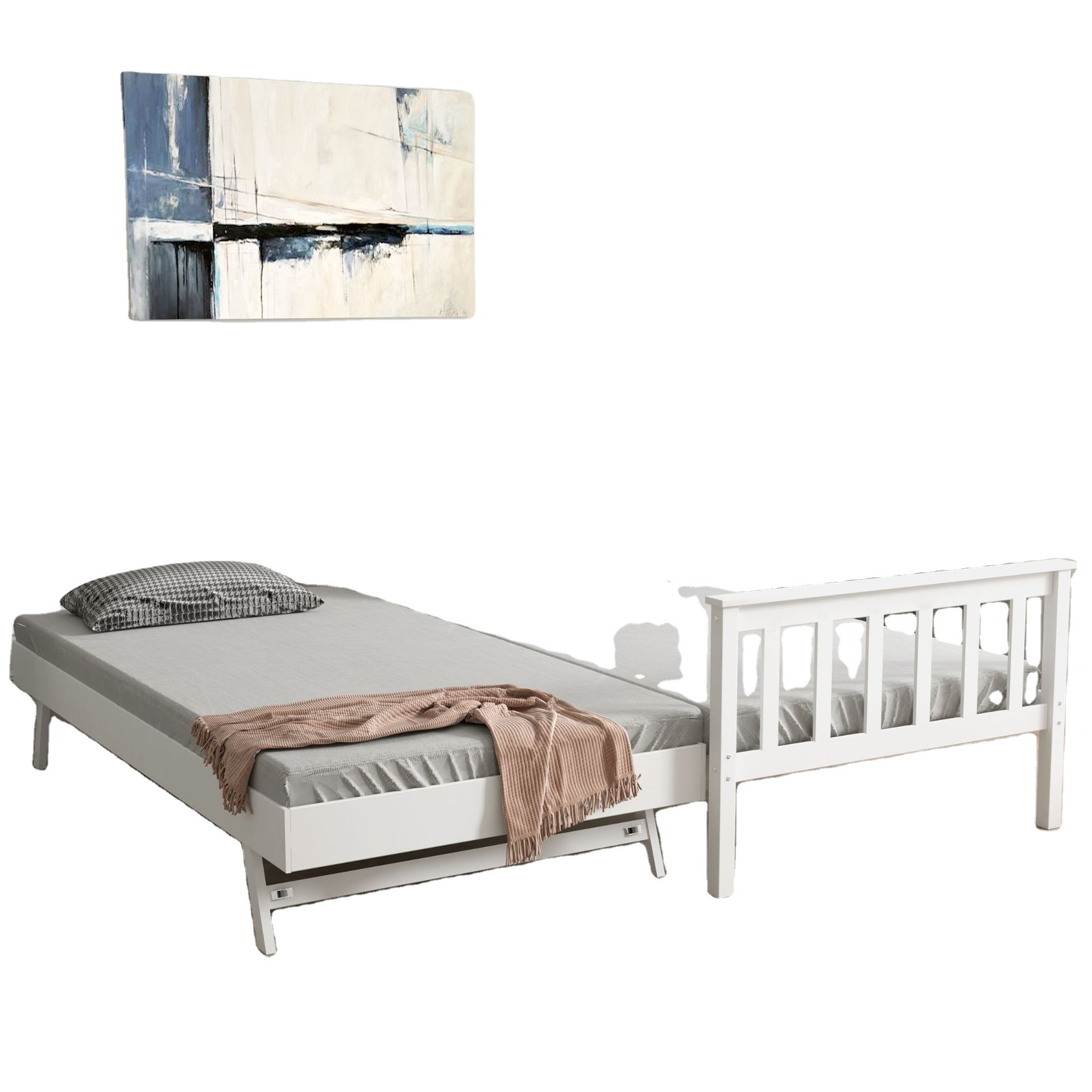 2024 Toddler Bedroom Sets Child Wooden Bed Frame Modern Style Two Combined Wooden Single Beds Queen Bed