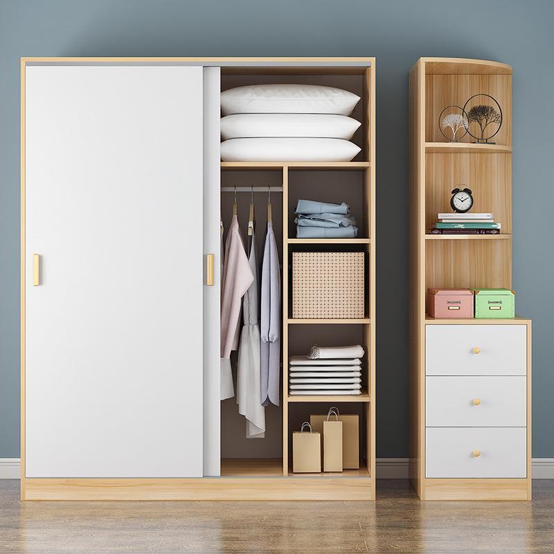 Minimalist wardrobe home bedroom modern small apartment rental locker sliding door simple hanging wardrobe