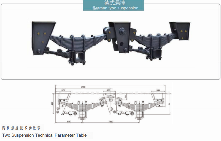 High-quality and low price Germany Type Trailer Parts Suspension For Sale Axle