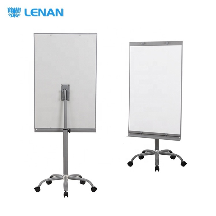 Office and school supplies mobile dry erase magnetic white board flipchart easel height adjustable flip chart stand with wheels