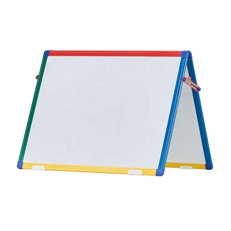 Double sided children tabletop whiteboard easel small desktop writing whiteboard stand portable foldable dry erase whiteboard