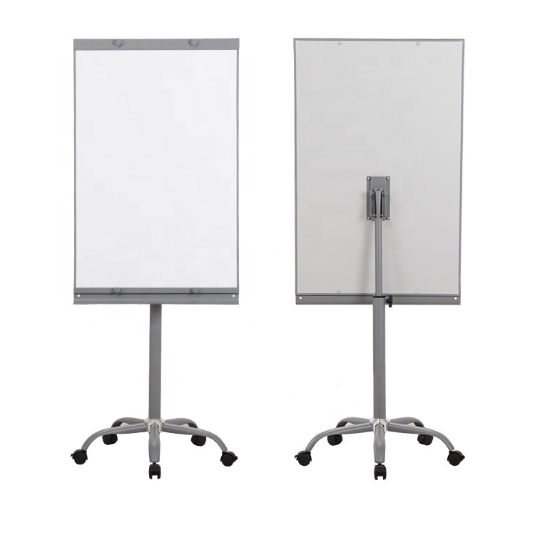 Office and school supplies mobile dry erase magnetic white board flipchart easel height adjustable flip chart stand with wheels