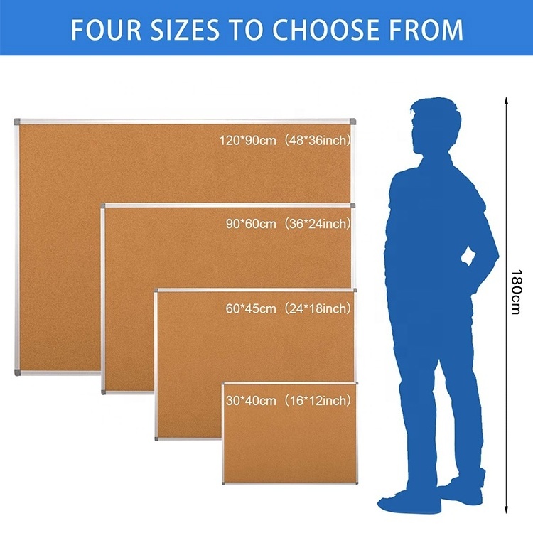 Wholesale custom classroom cork notice message pin board home wall mounted aluminium frame bulletin board cork memo board