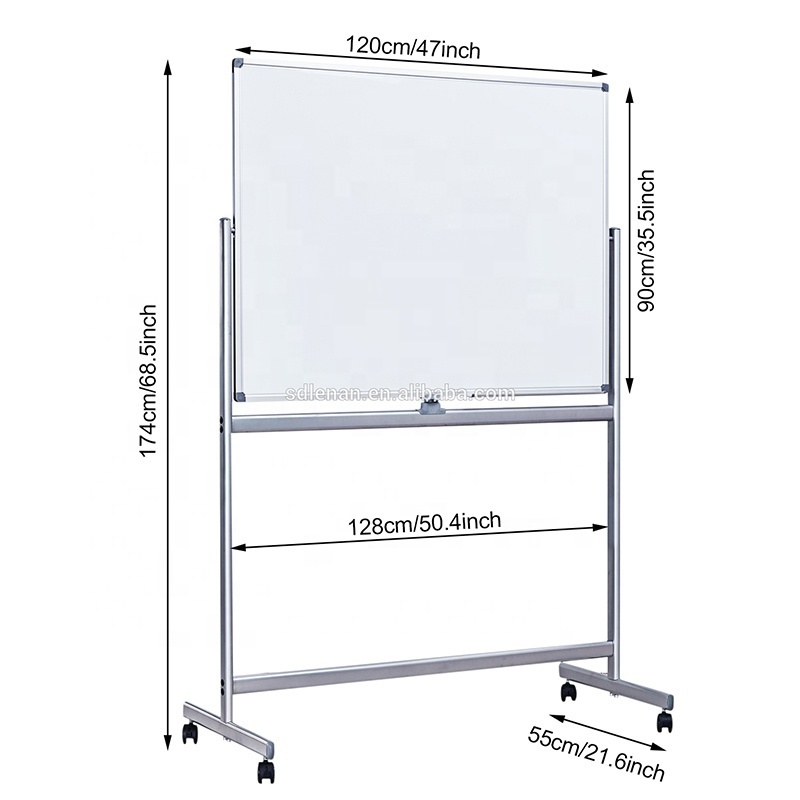 Factory price office mobile magnetic whiteboard easel double sided reversible whiteboard with stand