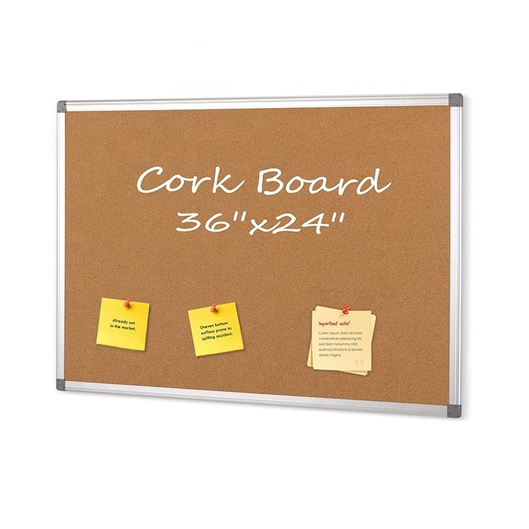 Wholesale custom classroom cork notice message pin board home wall mounted aluminium frame bulletin board cork memo board