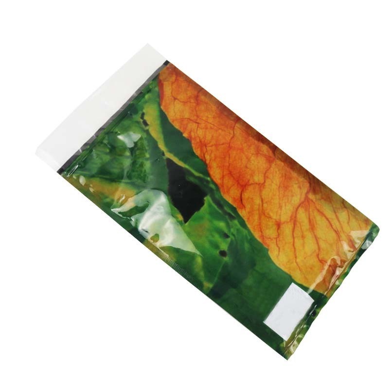 Custom Resealable Foil Ziplock Three Side Seal Natural Leaf Cigar Wraps Moisturizing Plastic Packaging Bag Clear Window