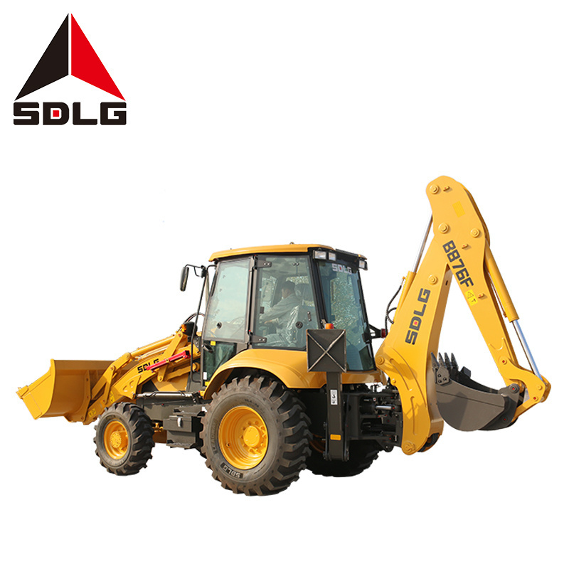 SDLG B877F China cheap farm machinery compact  4 x 4 tractors with front end loader and rear backhoe