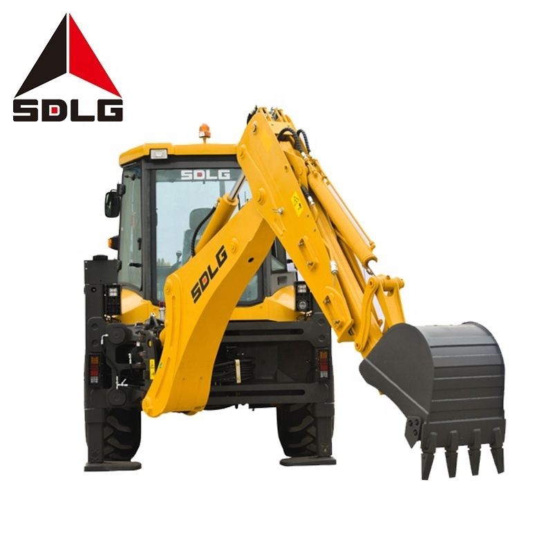 SDLG B877F China cheap farm machinery compact  4 x 4 tractors with front end loader and rear backhoe