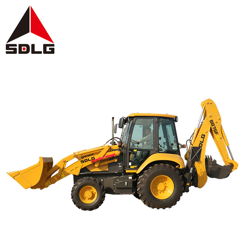 SDLG B877F China cheap farm machinery compact  4 x 4 tractors with front end loader and rear backhoe