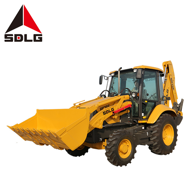 SDLG B877F China cheap farm machinery compact  4 x 4 tractors with front end loader and rear backhoe